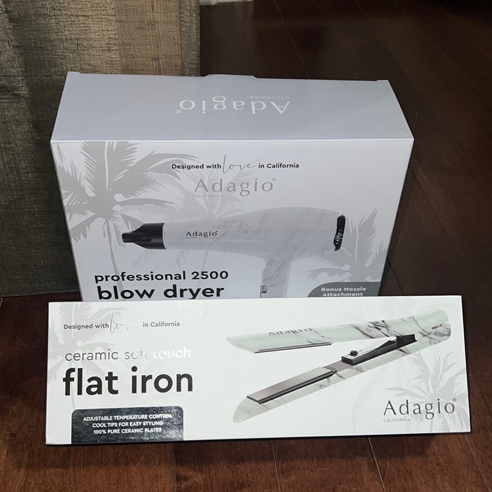 Adagio professional blow dryer & ceramic flat iron bundle